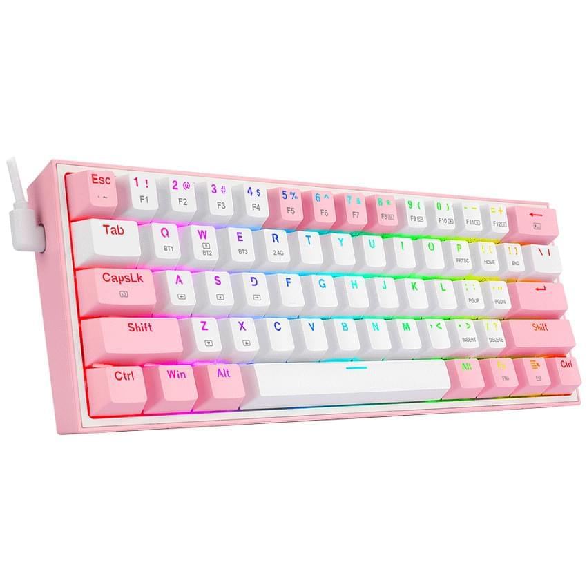 Teclado Redragon Fizz Pro Mecanico Blanco Rosa Switch Red